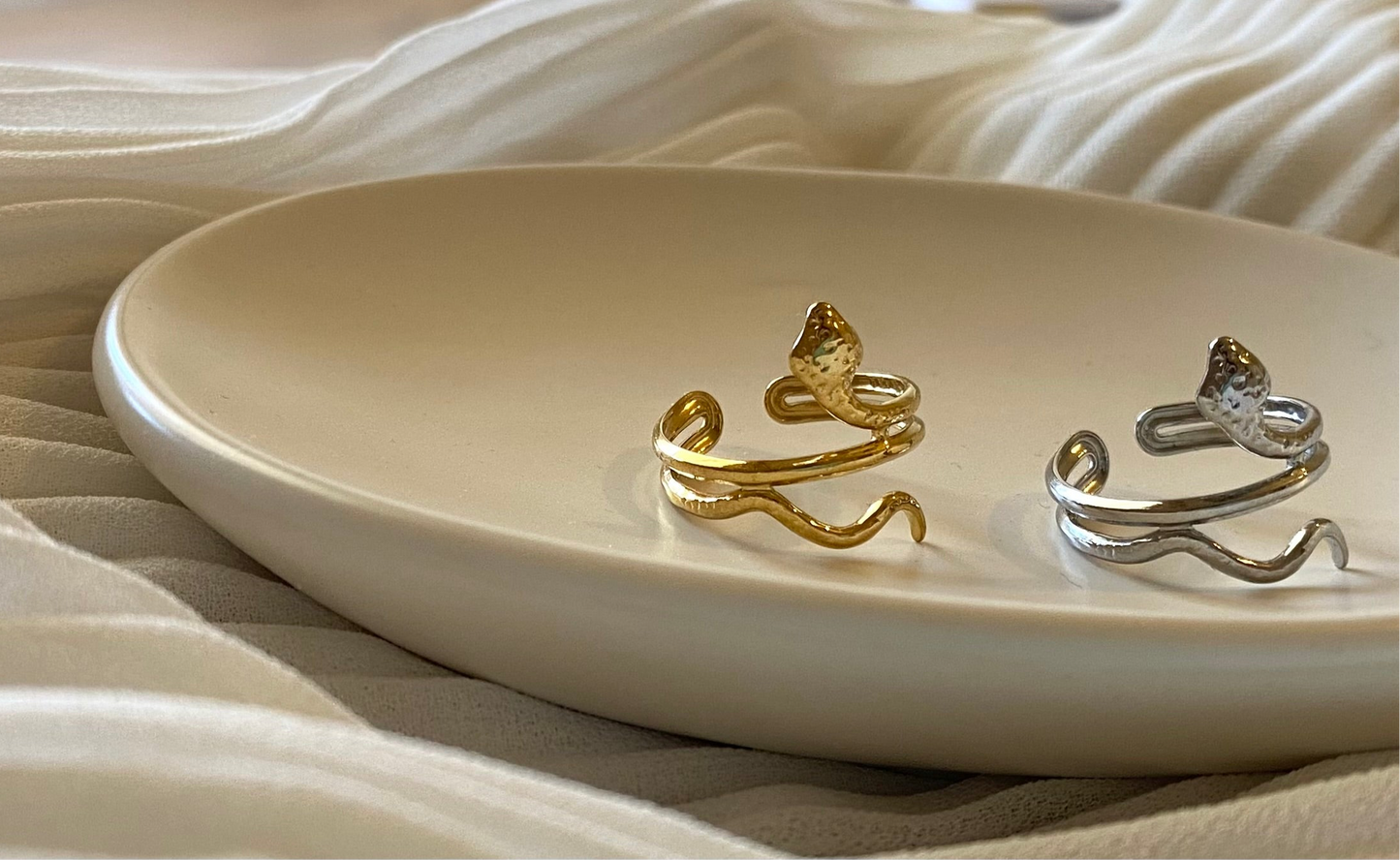 Gold - silver snake ring