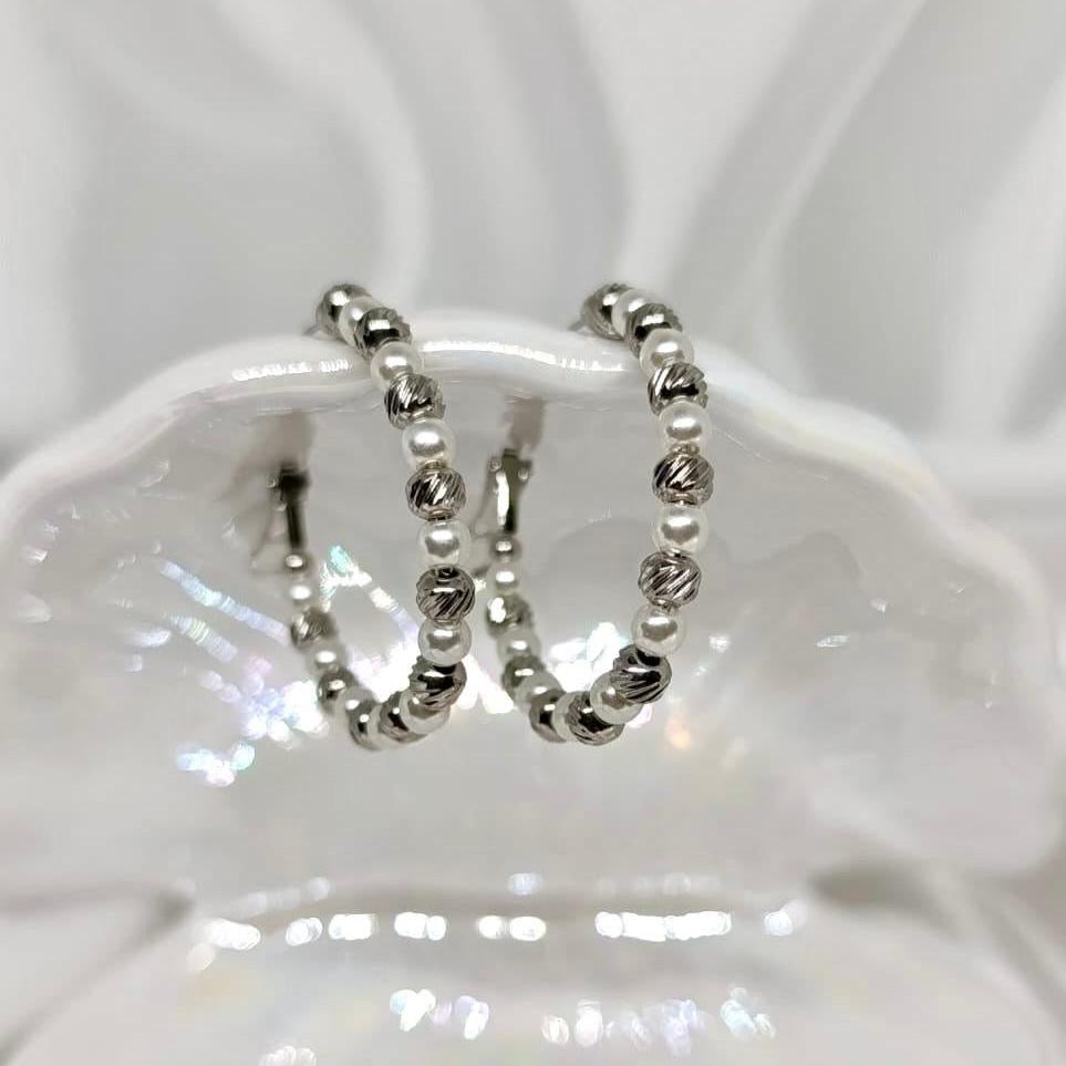 Beaded Hoop Earrings - Gold & Silver