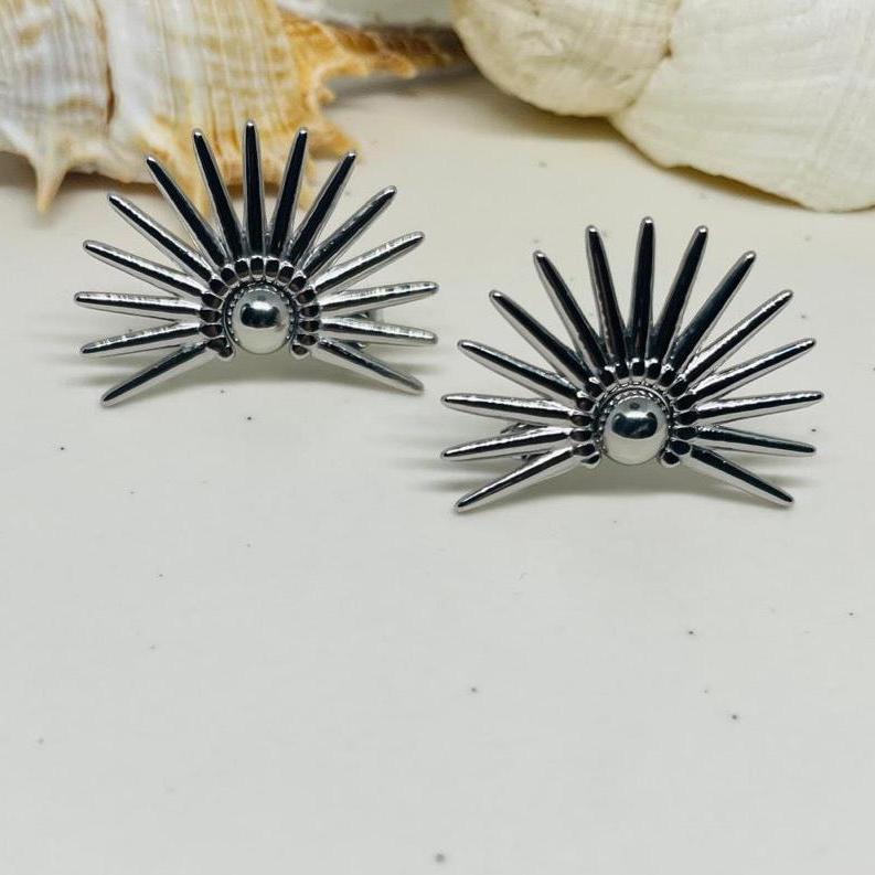 Radiant Silver Sunburst Earrings