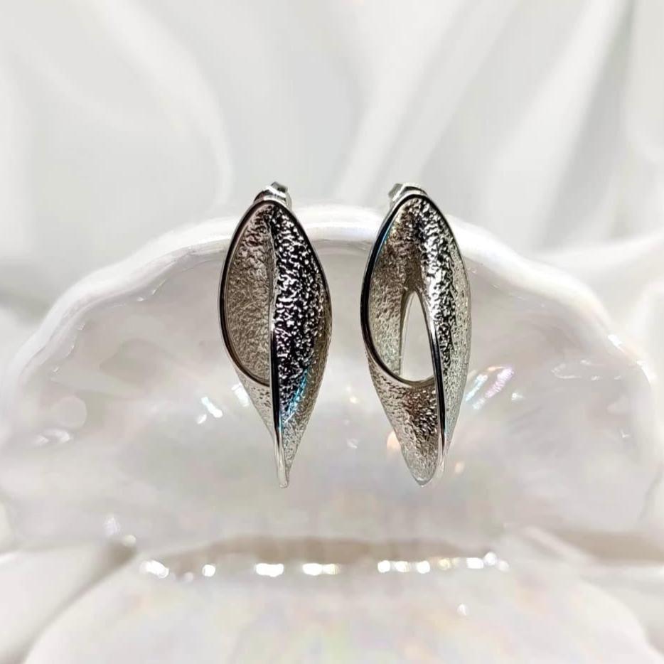 Silver Leaf Drop Earrings