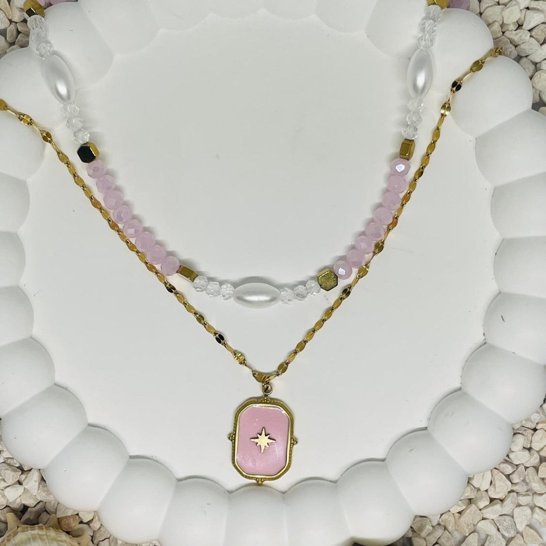 Blush Elegance Star Pendant Necklace