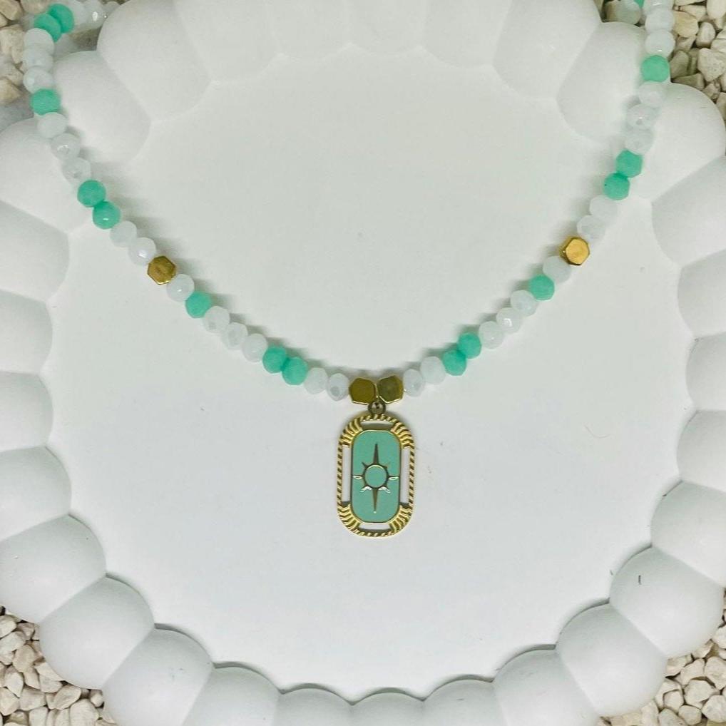 Turquoise Oasis Beaded Pandant Necklace