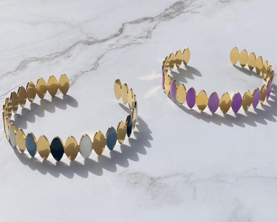 Vibrant Elegance: Gold Plated Enamel Chevron Bracelet