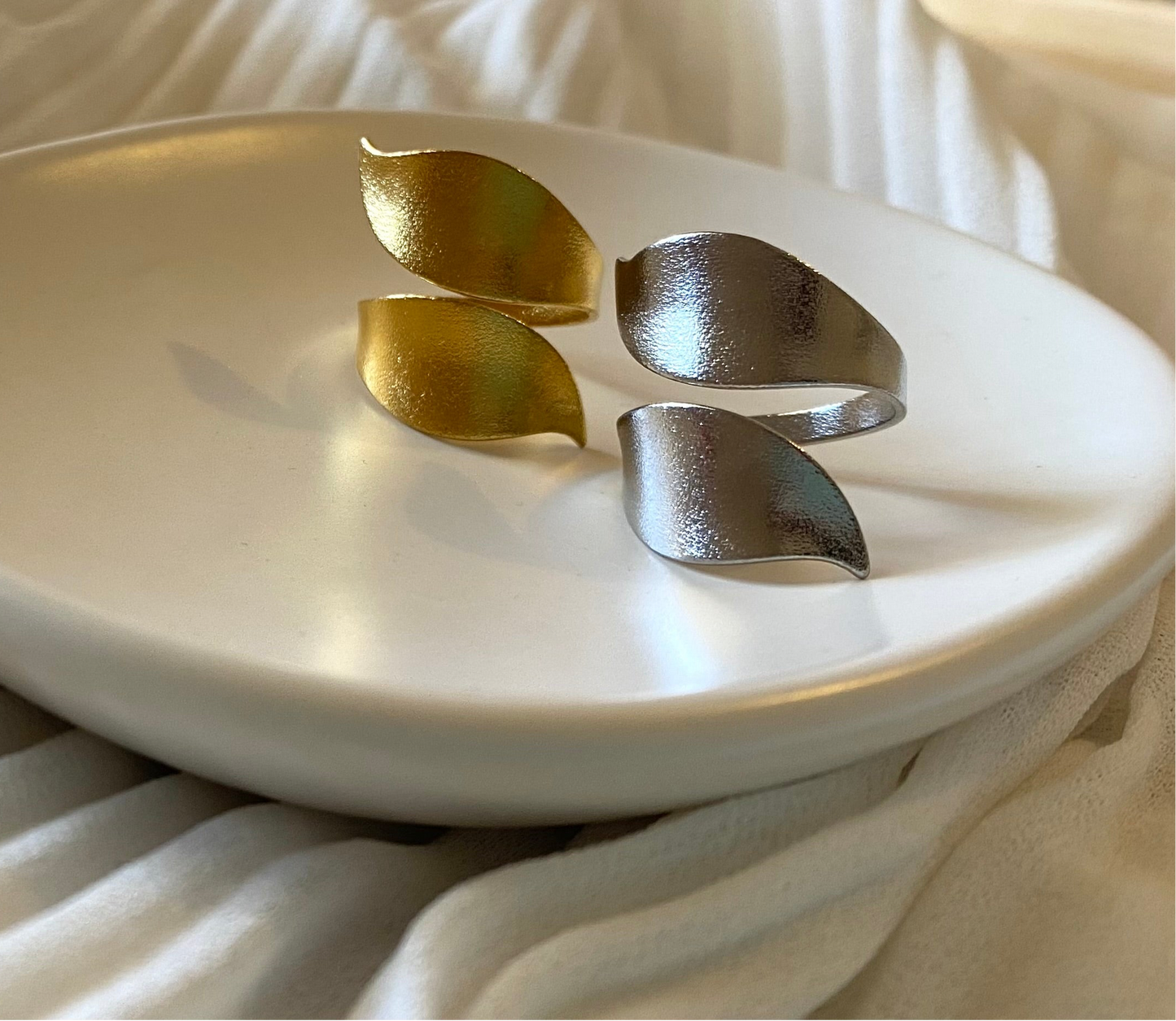 Leaf Twist Rings - Gold & Silver