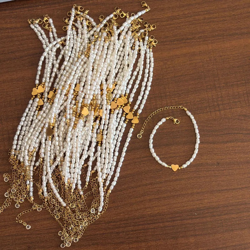 Pearl Heart Charm Bracelet