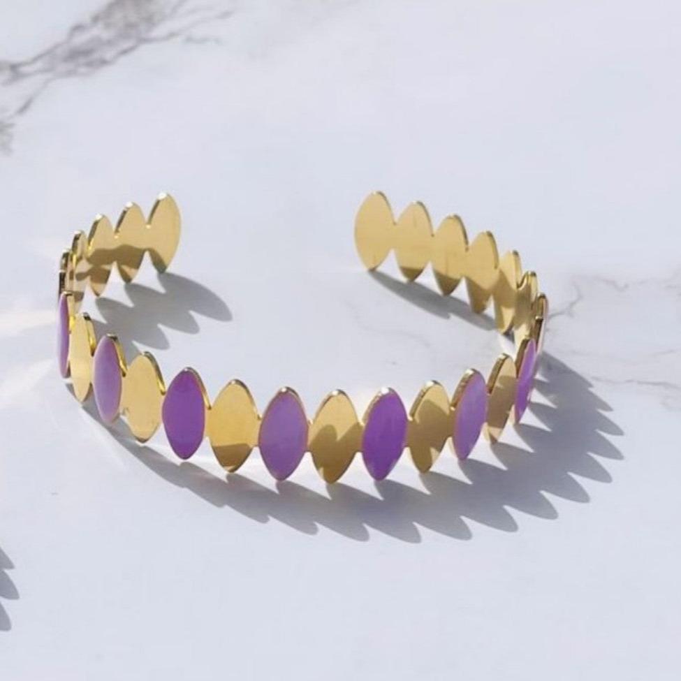 Vibrant Elegance: Gold Plated Enamel Chevron Bracelet